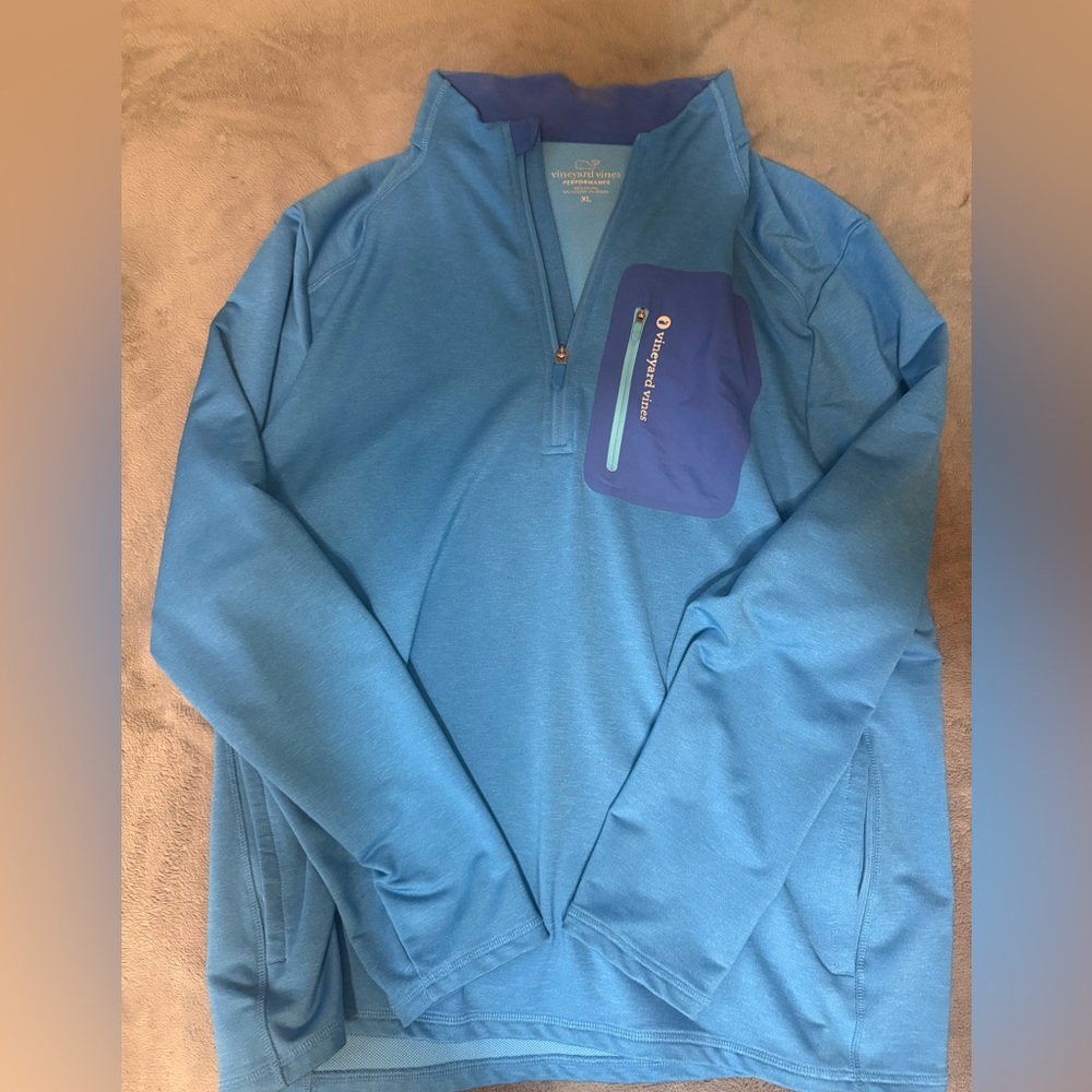 Vineyard Vines Teal and Purple Quarter-Zip Jacket